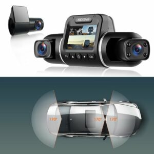 Rexing - V2 Pro 1080p 3-Channel AI Car Dash Cam with Wi-Fi Built-in GPS and Adhesive Mount - Black