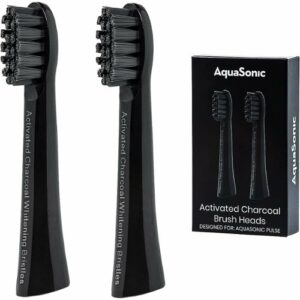 AquaSonic - Activated Charcoal Pulse Replacement Brush Heads (2-Pack) - Black