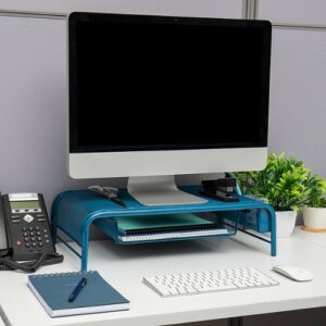 Mind Reader - Mesh Monitor Stand with Drawer - Turquoise