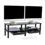 Mind Reader - Anchor Collection, Extended 2-Tier Dual Monitor Stand, 40lb. Capacity, 38.5"L x 11"W x 10.5-12.5"H - Black