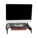 Mind Reader - Network Collection Monitor Stand 3-Compartment Storage 1 Paper Tray and 2 Side Storage Compartments - Black