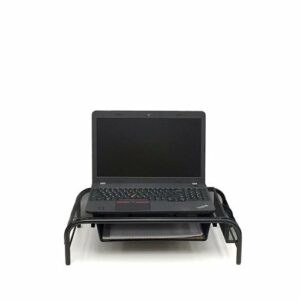 Mind Reader - Network Collection Monitor Stand 3-Compartment Storage 1 Paper Tray and 2 Side Storage Compartments - Black