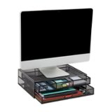 Mind Reader - 2-Drawer Mesh Monitor Stand - Black