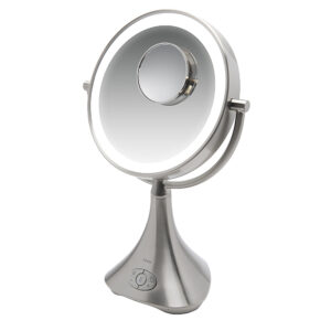 iHome - LUX PRO Rechargeable Vanity Speaker with Bluetooth, Speakerphone, and USB Charging - Silver/Nickel