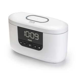 iHome - POWERUVC II ULTRA 360° UV-C Sanitizer Alarm Clock with Wireless Charging and USB Charging - White