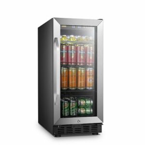 Lanbo - 15 Inch 70 Can Compressor Beverage Cooler with Precision Temperature Controls and Adjustable Shelves - Black