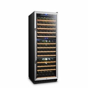 Lanbo - Freestanding/Built-In 24 Inch 143 Bottle Triple Zone Compressor Wine Cooler with Stainless Steel Door - Black