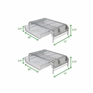 Mind Reader - Mesh Monitor Stand with Drawer Set of 2 - Siler