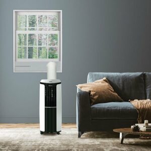 Gree - Portable Air Conditioner with Remote Control for a Room up to 350 Sq. Ft - White/Black