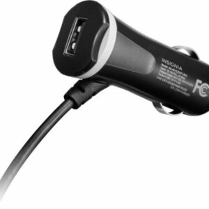 Insignia™ - 25W Lightning Vehicle Charger with 9ft coiled cable and additional USB Port for iPhone, iPad and More - Black