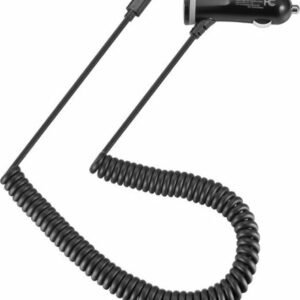 Insignia™ - 25W Lightning Vehicle Charger with 9ft coiled cable and additional USB Port for iPhone, iPad and More - Black