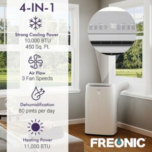 Freonic - 450 Sq. Ft. Portable Air Conditioner with 11,000 BTU Heater - White