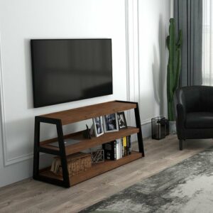 Simpli Home - Sawhorse Industrial 48 inch Wide Solid Wood and Metal TV Media Stand - Walnut