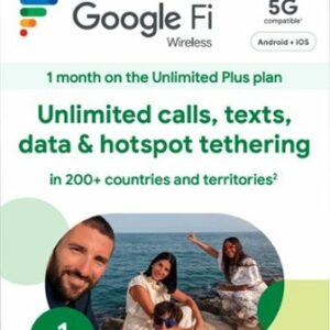 Google Fi Wireless Unlimited Plus Talk/Text/Data SIM Kit - 1 Month