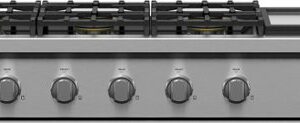 Fisher & Paykel - 48 in. Professtional 6 Burner Drop-In Gas Cooktop with Griddle - Stainless Steel