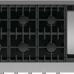 Fisher & Paykel - 48 in. Professtional 6 Burner Drop-In Gas Cooktop with Griddle - Stainless Steel