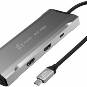 j5create - 4K60 Elite USB-C Triple-Monitor 10Gbps Mini Dock - Space Grey