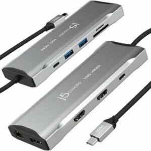 j5create - 4K60 Elite USB-C Triple-Monitor 10Gbps Mini Dock - Space Grey