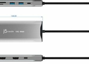 j5create - 4K60 Elite USB-C Triple-Monitor 10Gbps Mini Dock - Space Grey