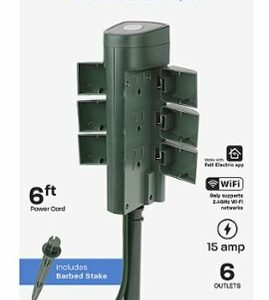 FEIT ELECTRIC - Outdoor 6-Outlet Smart Wi-Fi Yard Stake - Green