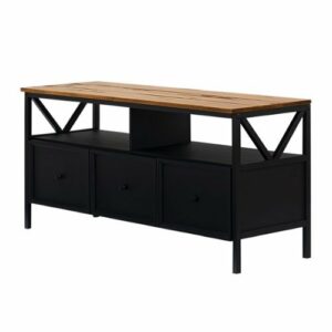 Walker Edison - 60" Modern Farmhouse Solid Wood TV Stand for Most TVs up to 65” - Rustic Oak/Black