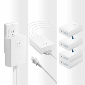 Insignia™ - 140W 4-Port USB and USB-C Desktop Charger Kit for MacBook Pro 16”, Laptops, Smartphone, Tablet, and More - White