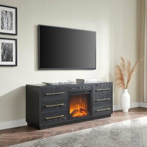 Camden&Wells - Greer Log Fireplace TV Stand for Most TVs up to 65" - Black Grain