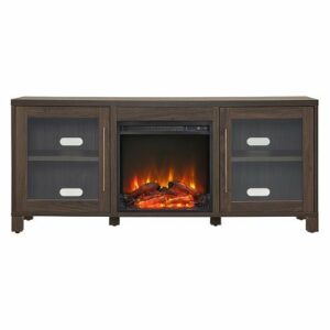 Camden&Wells - Quincy Log Fireplace TV Stand for Most TVs up to 65" - Alder Brown