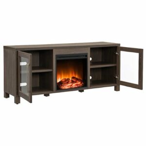 Camden&Wells - Quincy Log Fireplace TV Stand for Most TVs up to 65" - Alder Brown