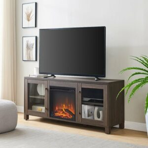 Camden&Wells - Quincy Log Fireplace TV Stand for Most TVs up to 65" - Alder Brown