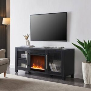 Camden&Wells - Quincy Crystal Fireplace TV Stand for Most TVs up to 65" - Black Grain