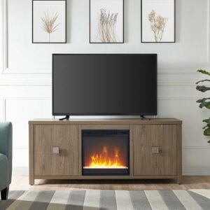 Camden&Wells - Juniper Crystal Fireplace TV Stand for Most TVs up to 65" - Antiqued Gray Oak