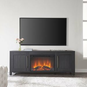 Camden&Wells - Chabot Log Fireplace TV Stand for Most TVs up to 75" - Charcoal Gray