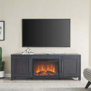 Camden&Wells - Chabot Log Fireplace TV Stand for Most TVs up to 75" - Charcoal Gray