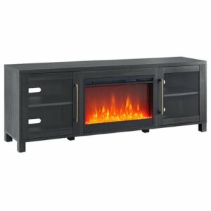 Camden&Wells - Quincy Crystal Fireplace TV Stand for TVs up to 75" - Charcoal Gray