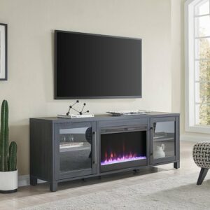 Camden&Wells - Quincy Crystal Fireplace TV Stand for TVs up to 75" - Charcoal Gray