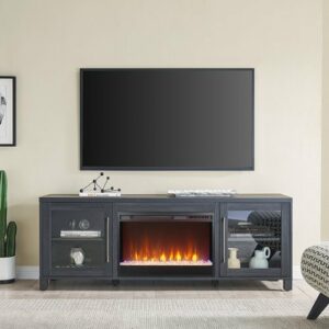 Camden&Wells - Quincy Crystal Fireplace TV Stand for TVs up to 75" - Charcoal Gray