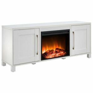 Camden&Wells - Chabot Log Fireplace TV Stand for TVs up to 65" - White