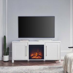 Camden&Wells - Chabot Log Fireplace TV Stand for TVs up to 65" - White