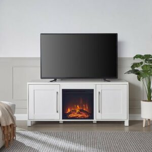 Camden&Wells - Chabot Log Fireplace TV Stand for TVs up to 65" - White