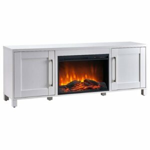 Camden&Wells - Chabot Log Fireplace TV Stand for TVs up to 75" - White