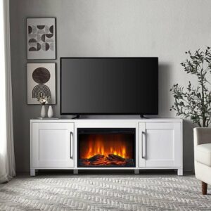 Camden&Wells - Chabot Log Fireplace TV Stand for TVs up to 75" - White