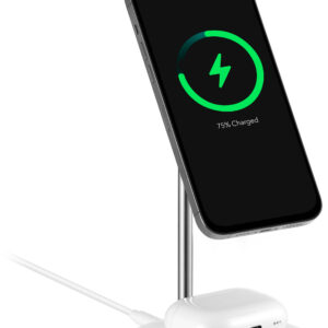 Best Buy essentials™ - 2-in-1 7.5W Magnetic Wireless Charger for iPhone 15/14/13/12 series + AirPods - White