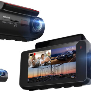 Rexing - V33 3 Channel 1440p+1440p+1440p Resolution Dashcam with Front, Cabin and rear camera, GPS, Mobile App, Parking Monitor - Black