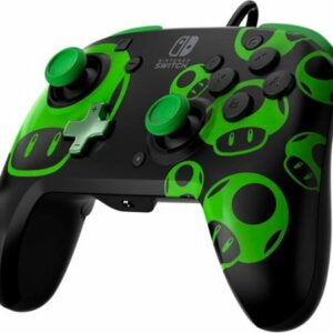 PDP - REMATCH Wired Controller: 1-Up Glow in the Dark For Nintendo Switch, Nintendo Switch - OLED Model - Green/Black