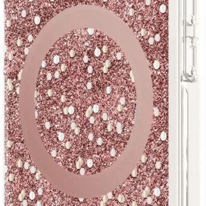 kate spade new york - Protective Hardshell Magsafe Case for iPhone 14 and iPhone 13 - Chunky Glitter Rose Gold