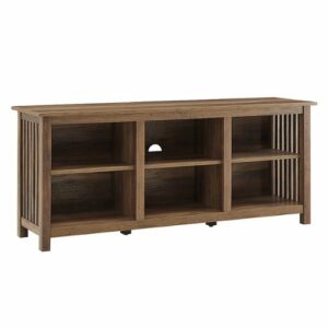 Walker Edison - Mission-Style 6-Cubby TV Stand for Most TVs up to 65” - Rustic Oak