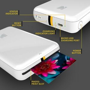 Kodak - Step Instant Photo Printer with 2" x 3" Zink Photo Paper, Deluxe Case, Album & More! - White