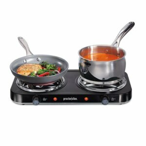 Proctor Silex - Electric Double Burner Cooktop with Adjustable Temperature - BLACK