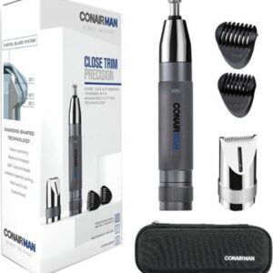 Conair - ConairMan Close Trim Precison Nose/Ear/Eyebrow Rechargeable Trimmer - Silver